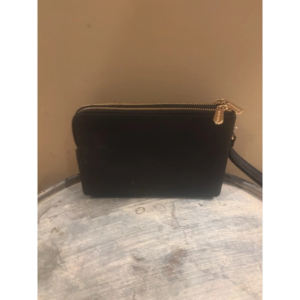 MICHAEL KORS Women's MK Signature Double‎ Zip Wristlet Clutch Wallet Black